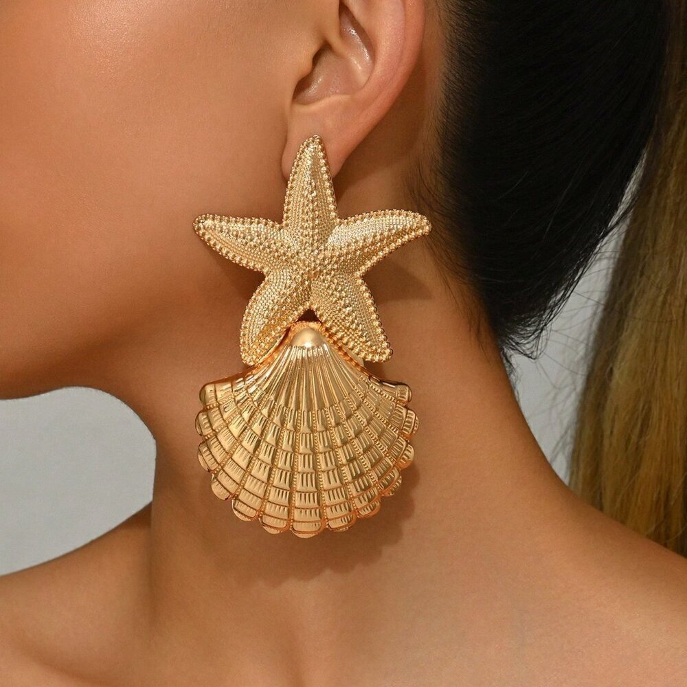 Gold Boho Women's Gold-Plated Handmade Multilayer Tassel Chunky Earrings